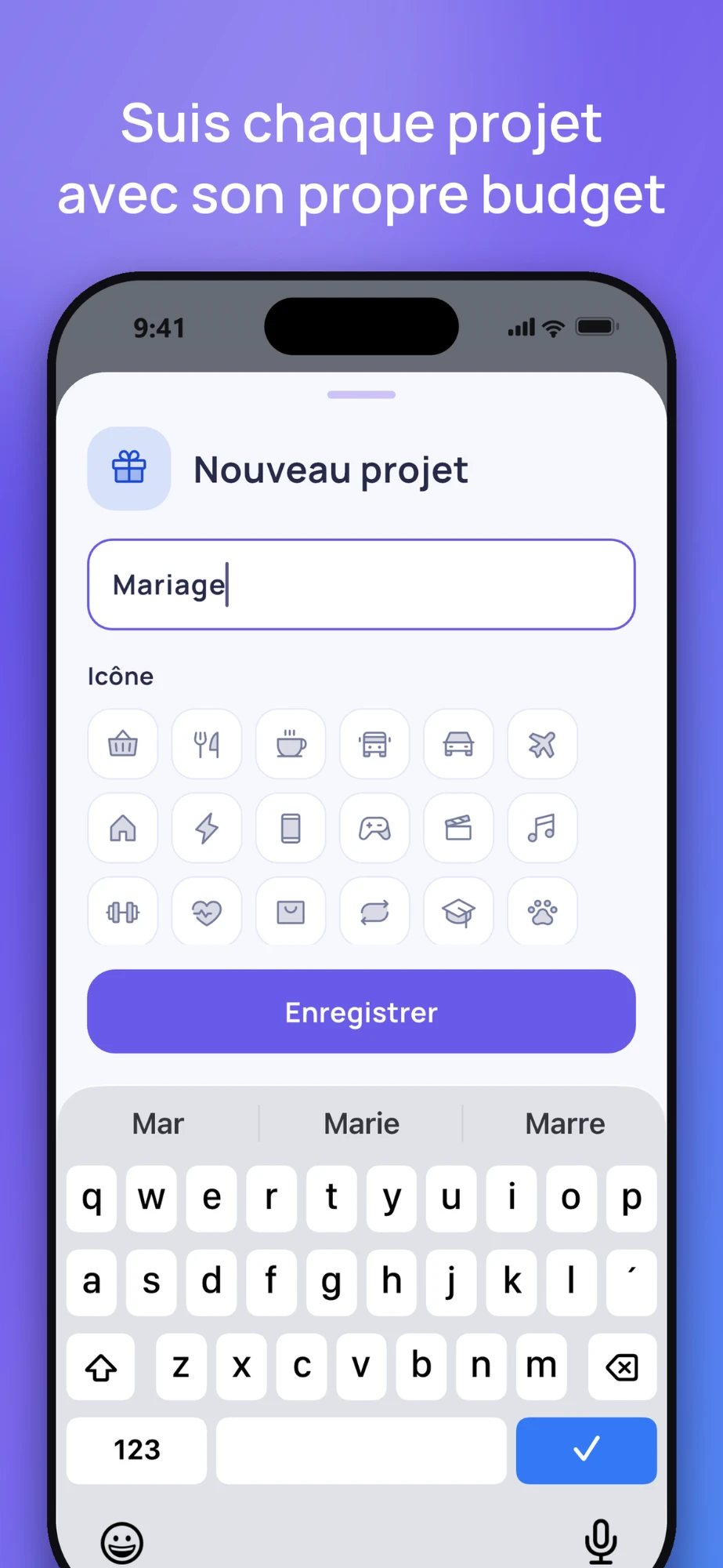 Nouveau projet avec son propre budget
